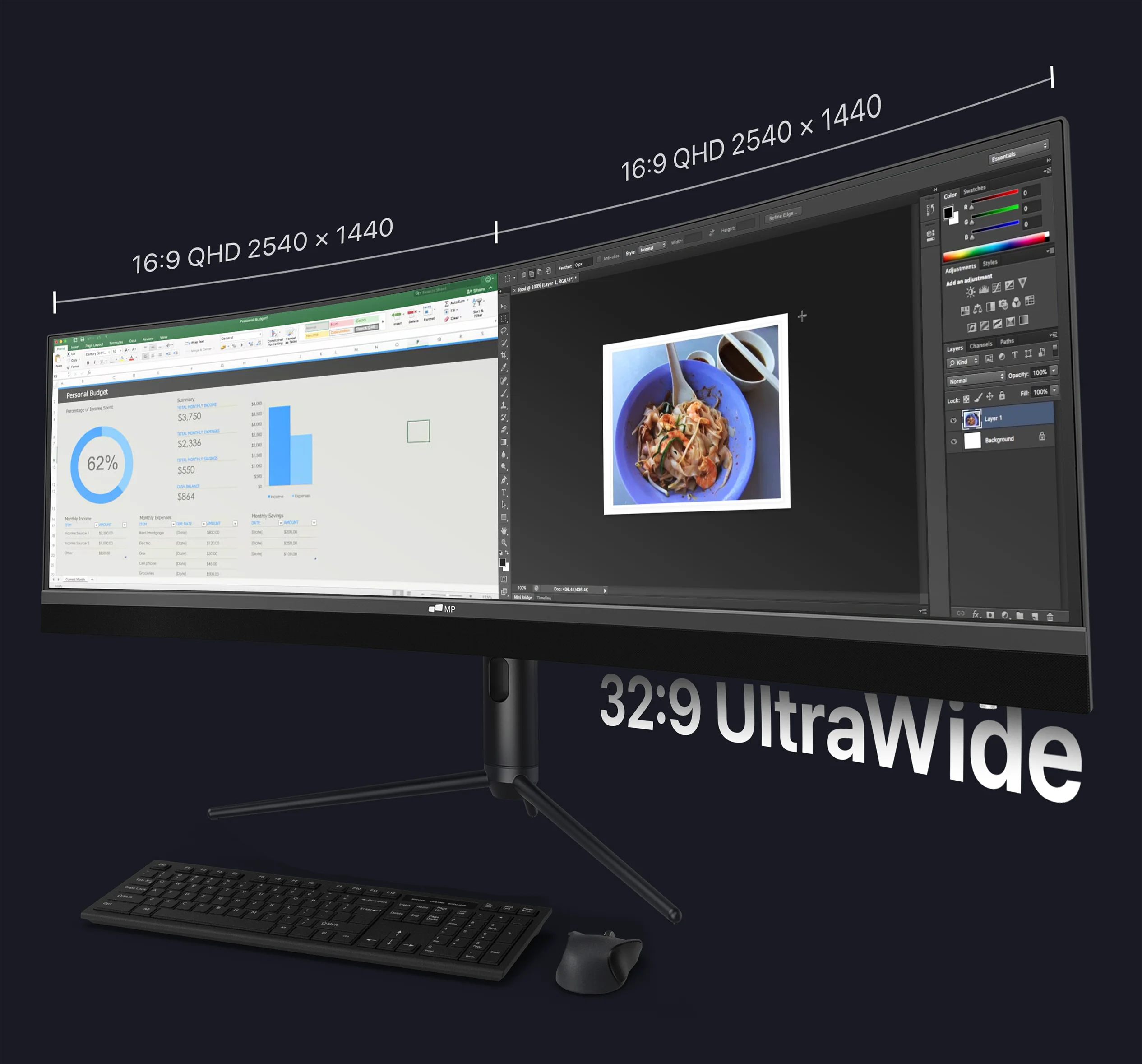 32:9 Ultra Wide 45 Inch Curved Monitor