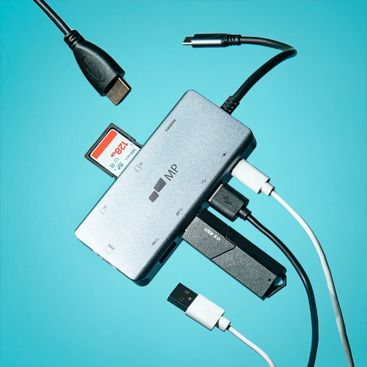 Transparent USB-C Hub with HDMI 4K/3 USB-A -/1 USB-C + 2