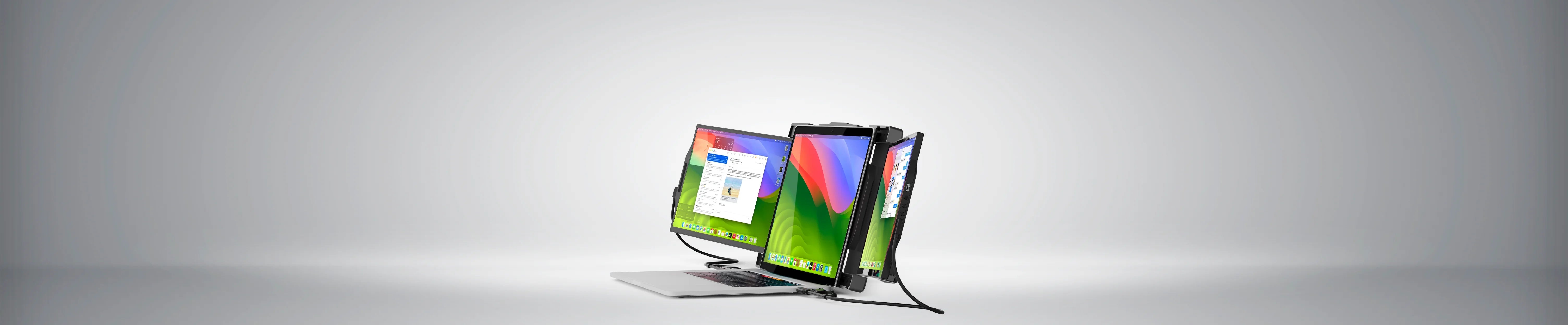 Portable triple monitor for laptop